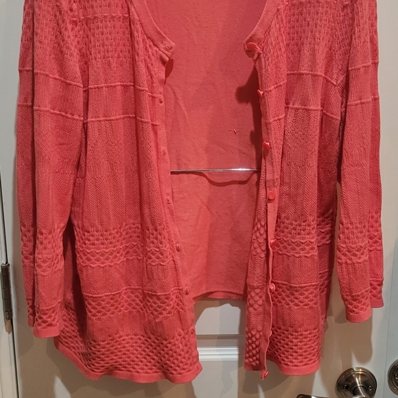 Roz & Ali coral cardigan women's size 1x - Picture 3 of 6